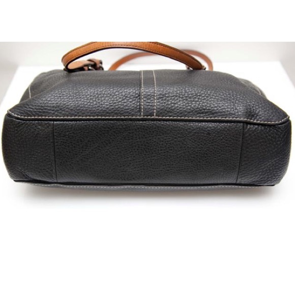 SOLD COACH Chelsea black leather shoulder bag with brown leather straps F10892 - Picture 5 of 10